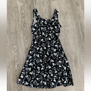 Folter Women's Dress Size M Black White Cat And Mouse Skeleton Print Halloween